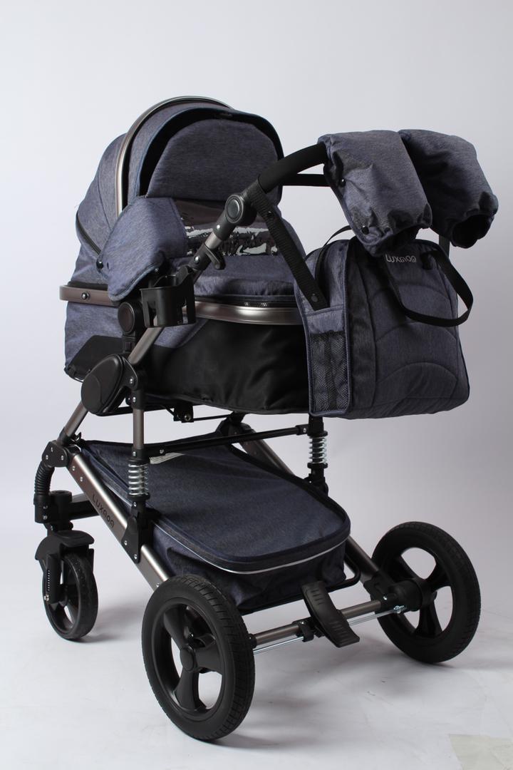 Купить коляска детская Luxmom 555 трансформер для новорожденных 2 в 1, джинсовая, цены на Мегамаркет | Артикул: 600014767465