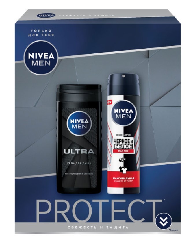 Подарочный набор Nivea Men Protect дезодорант Max Pro 150 мл + гель для душа Ultra 250 мл