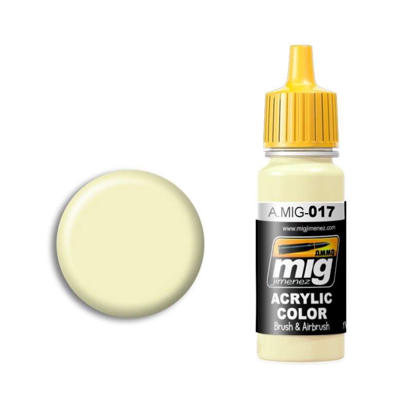 Краска акриловая AMMO MIG RAL 9001 CREMEWEISS (Кремово-белый) AMIG0017