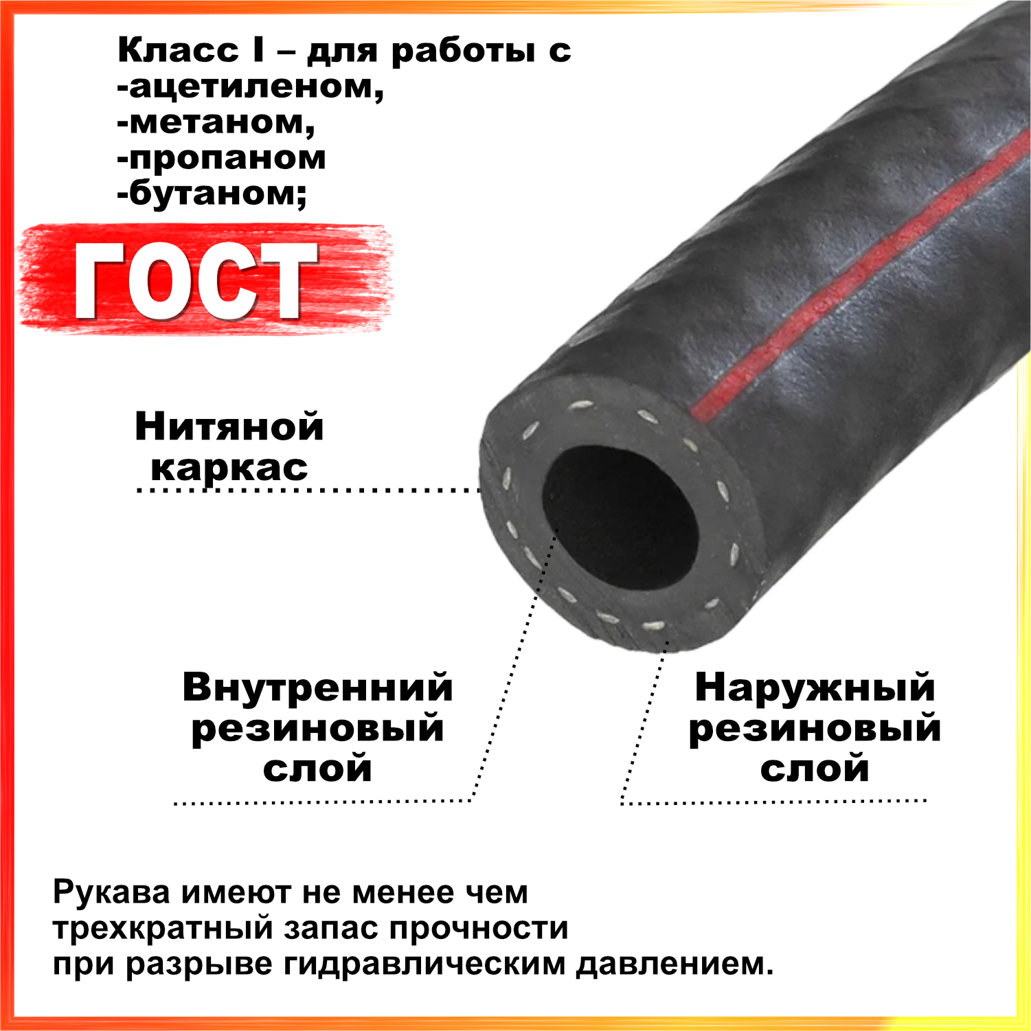 Шланг пропановый РТИ 9мм 20 метров ГОСТ 9356-75 купить в интернет ...
