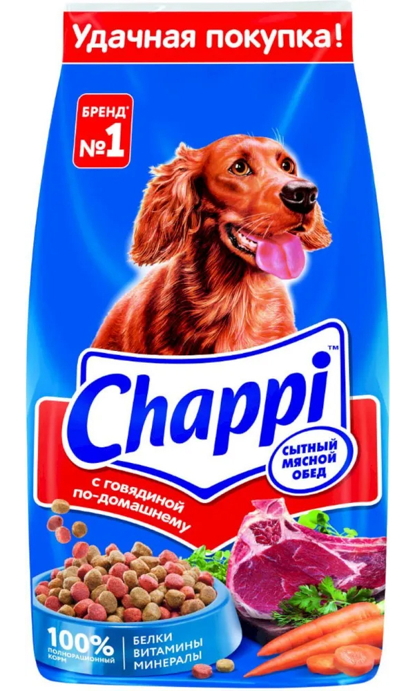 Купить сухой корм для собак Chappi Сытный мясной обед с говядиной по-домашнему, 15кг, цены на Мегамаркет | Артикул: 100036075351