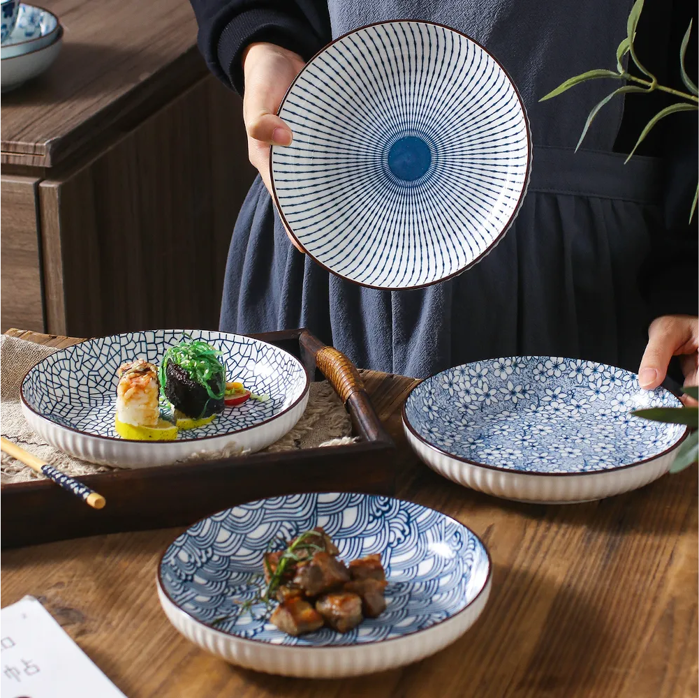  тарелок ZDK Kitchen, Japanese Collection, 4шт, цвет голубой, D17 .
