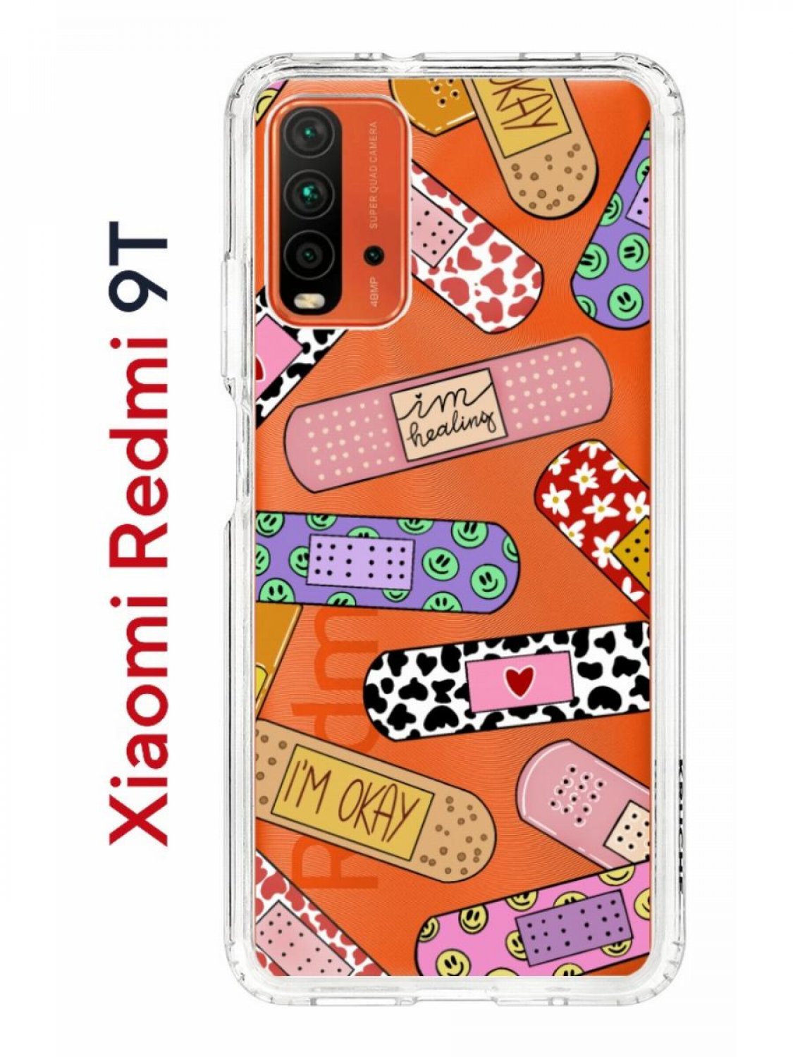 Чехол на Redmi 9T Kruche Print Милые пластыри,противоударный бампер,с  защитой камеры, купить в Москве, цены в интернет-магазинах на Мегамаркет