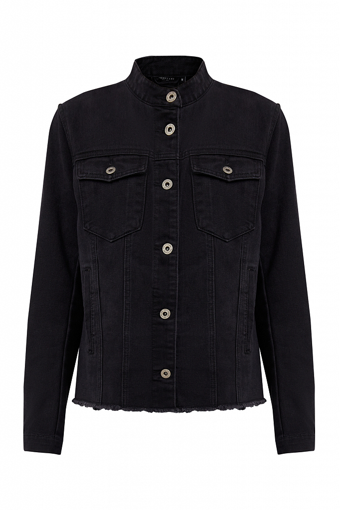 Джинсовая куртка женская Finn Flare S21-15014 черная 44