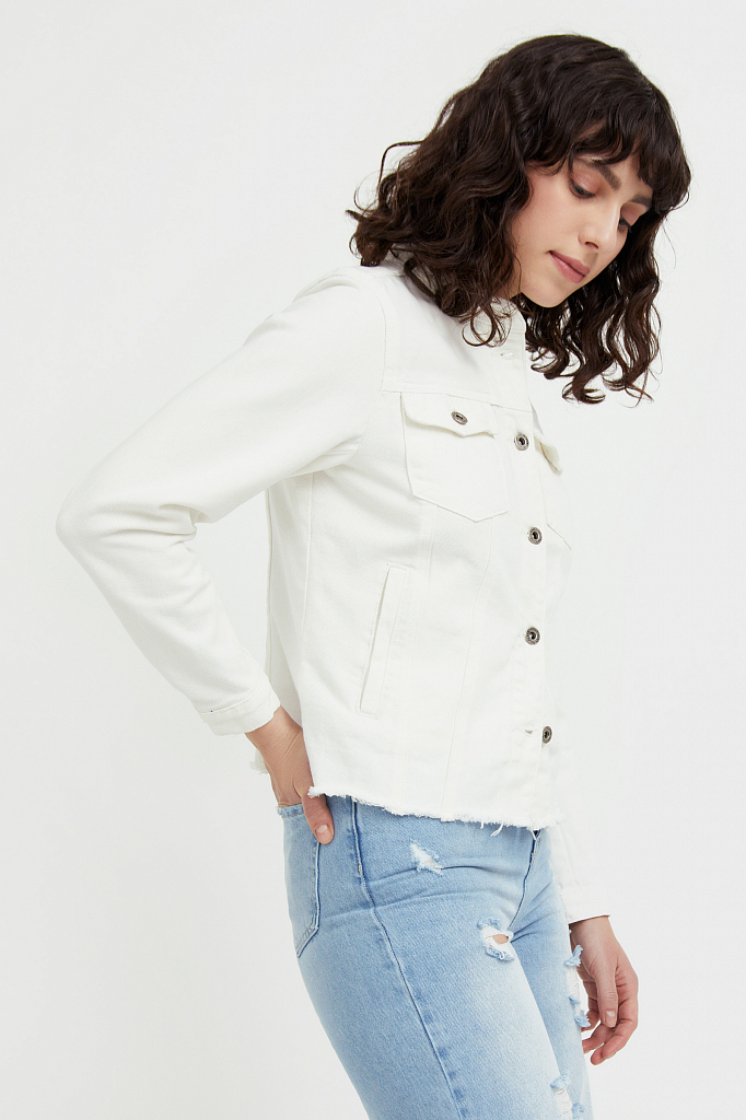 Джинсовая куртка женская Finn Flare S21-15014 белая 54