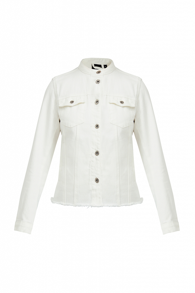 Джинсовая куртка женская Finn Flare S21-15014 белая 42