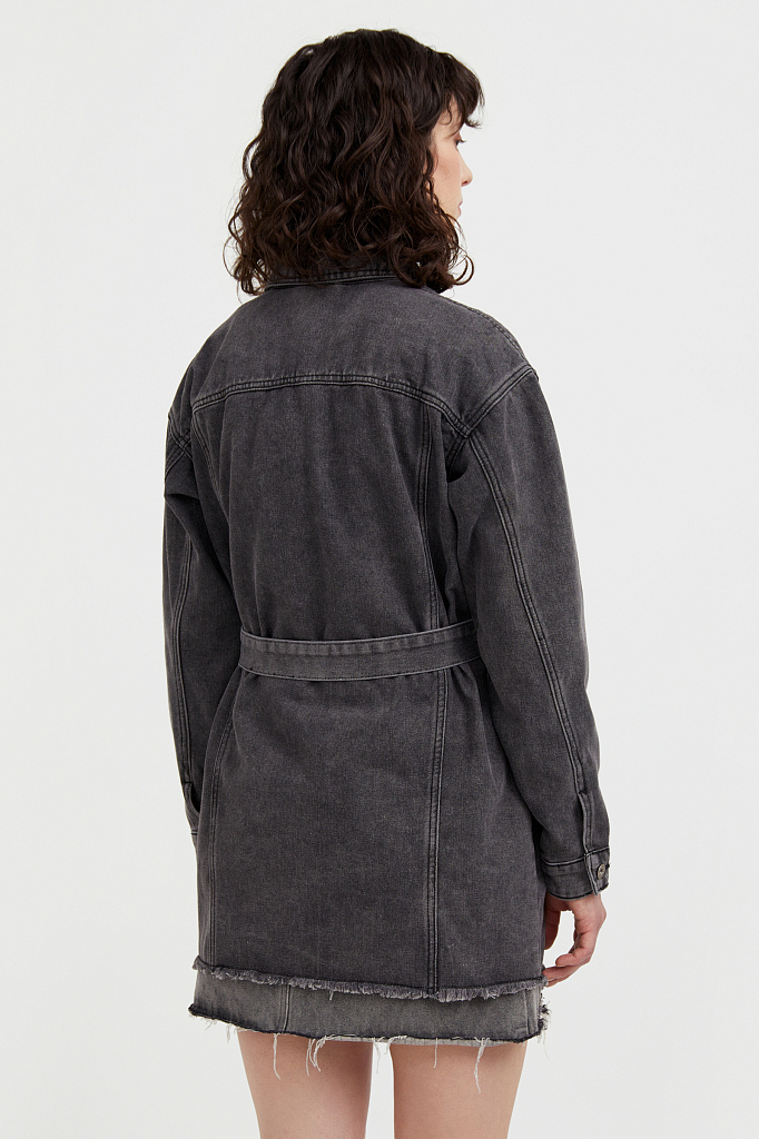 Джинсовая куртка женская Finn Flare S21-15017 черная 46