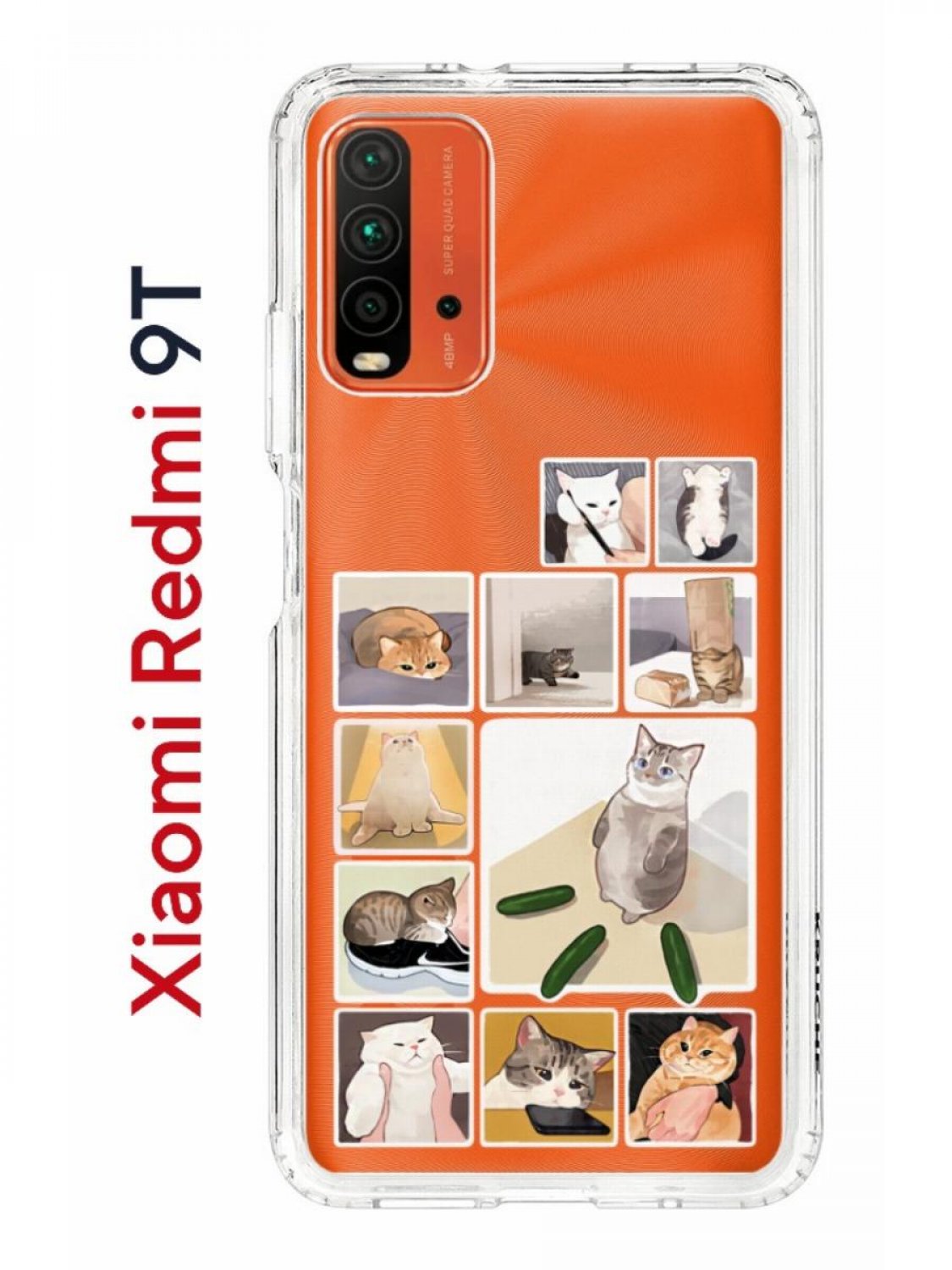 Чехол на Redmi 9T с принтом Kruche Print Коты-Мемы,противоударный бампер,с  защитой камеры, купить в Москве, цены в интернет-магазинах на Мегамаркет