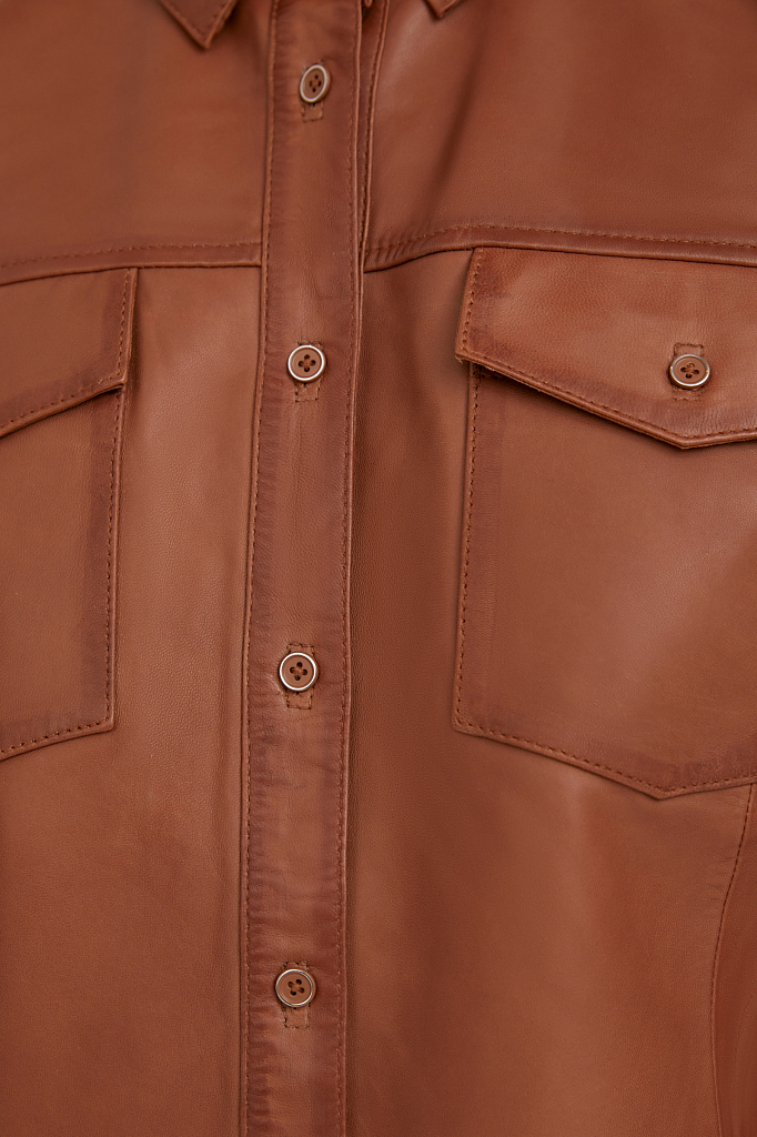 Рубашка женская Finn Flare B21-11818 коричневая XS