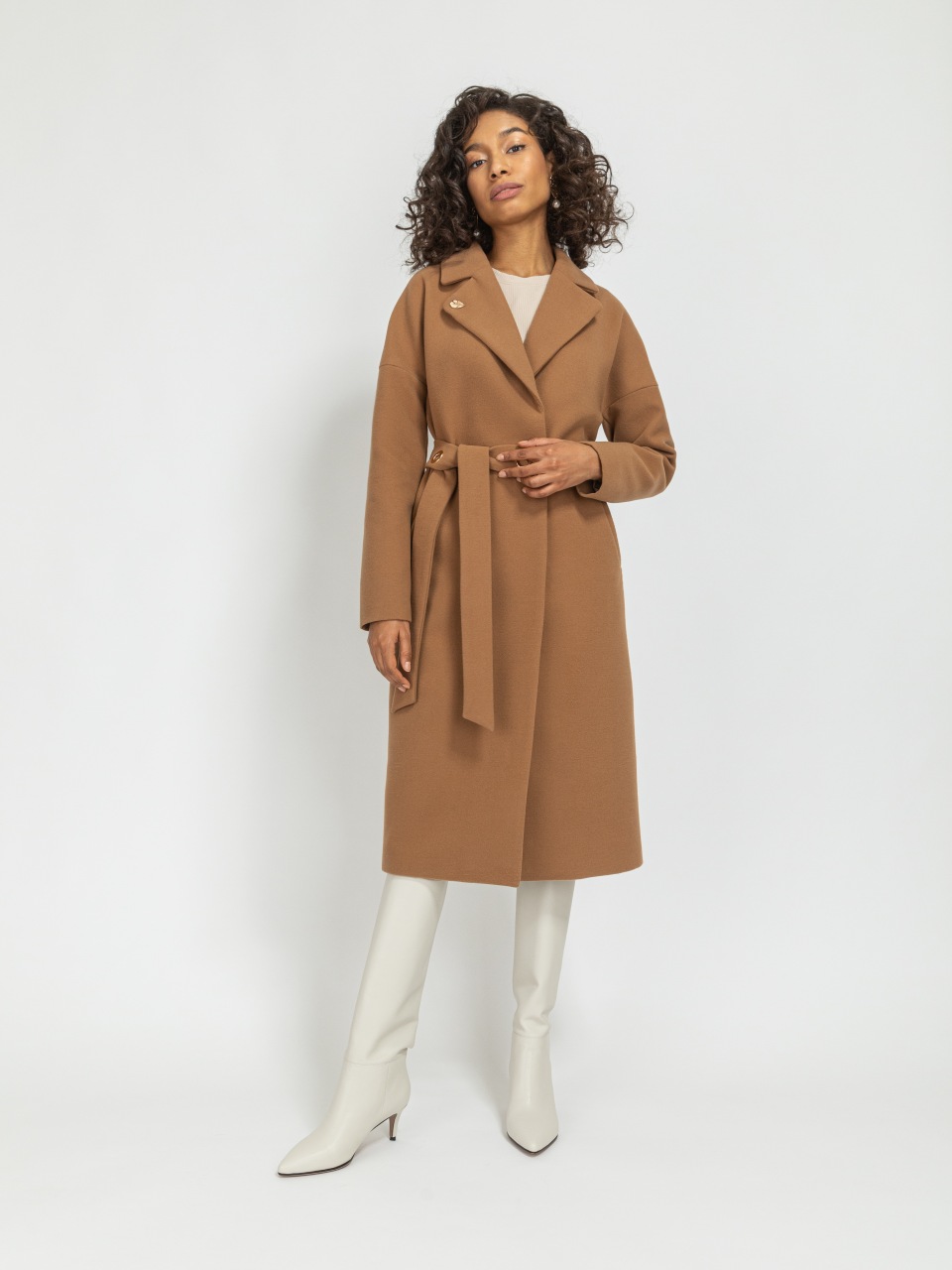 Пальто женское ElectraStyle 4-7038/11-0169 коричневое 48 RU