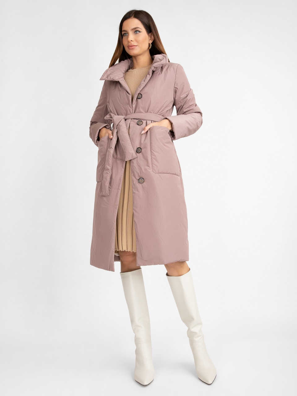 Пальто женское ElectraStyle 5У-2111-112 розовое 48 RU