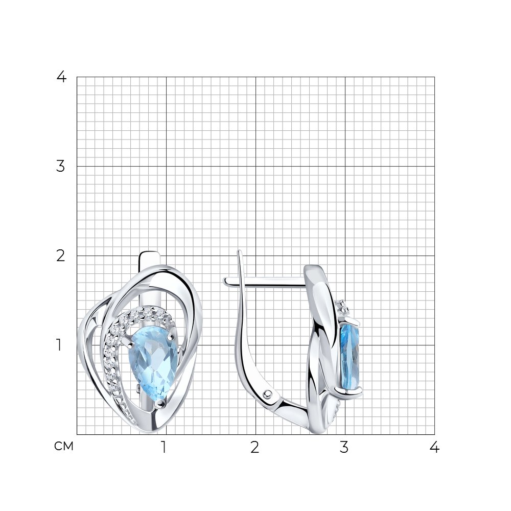 Серьги женские из серебра Diamant 94-320-00630-1, топаз/фианит