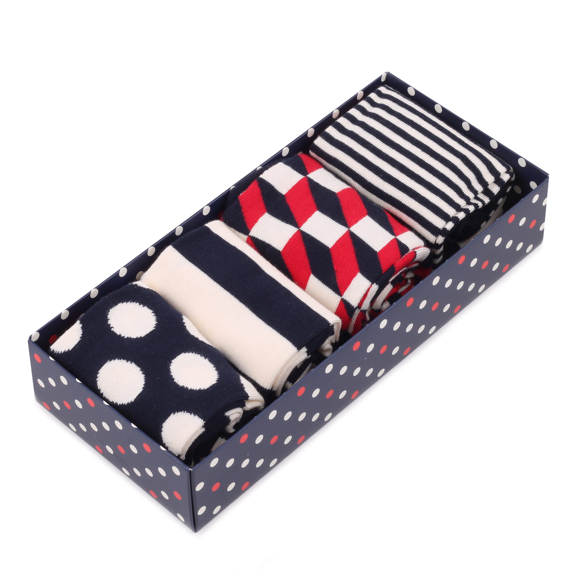 Подарочный набор носков унисекс Happy Socks Stripe Filled Optic 4 Pair Pack красный 41-46