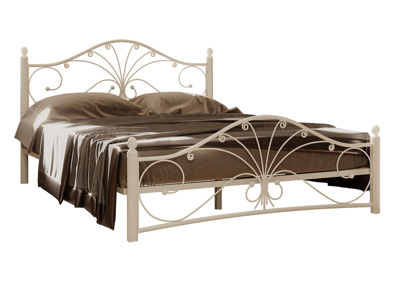 Двуспальная кровать Сандра Кремово-белый металл, 1400х2000 мм
