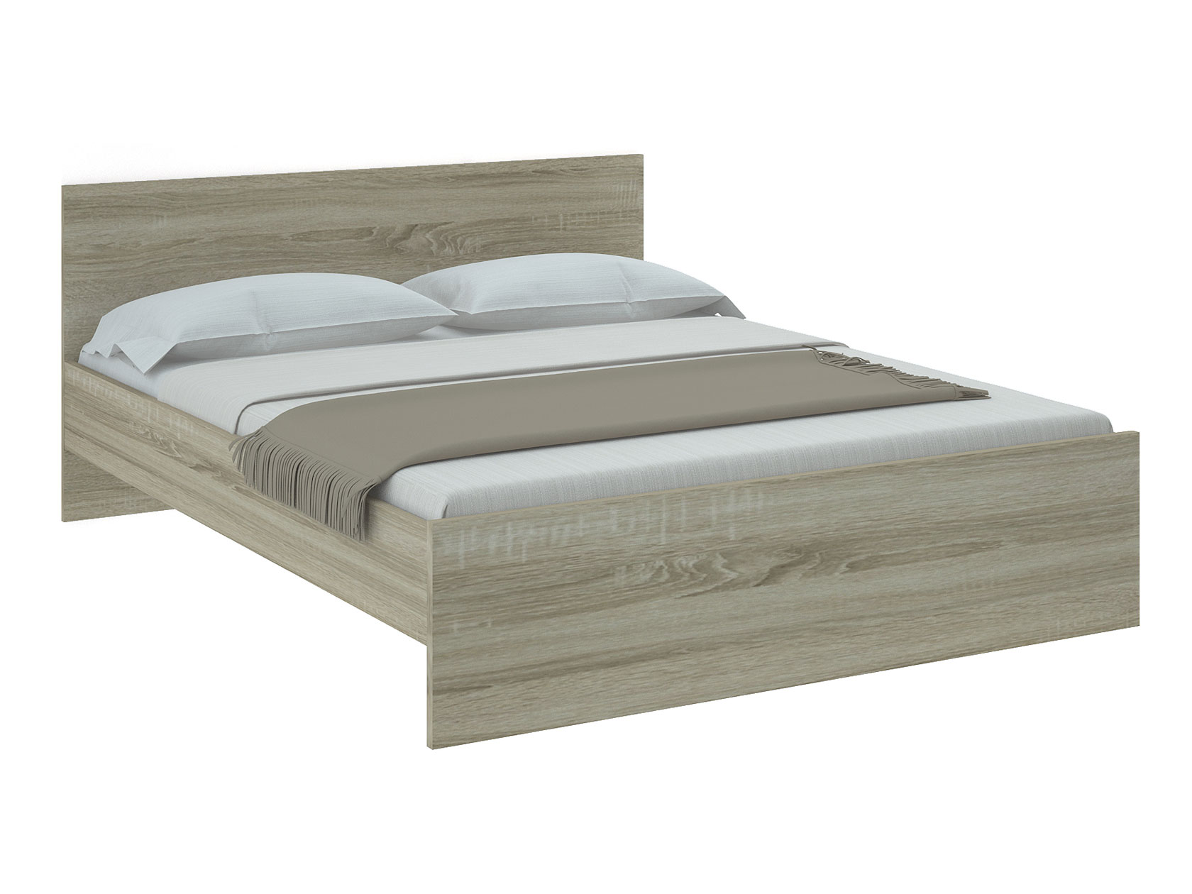 Двуспальная кровать НИКОЛЬ кровать Дуб Сонома, 1600х2000 мм, С основанием