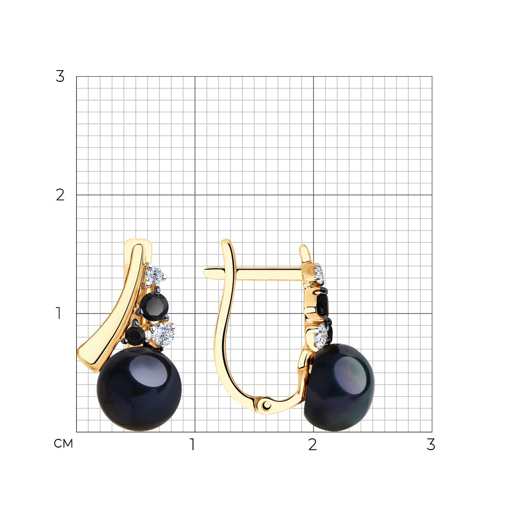 Купить Золотые Серьги С Черным Жемчугом