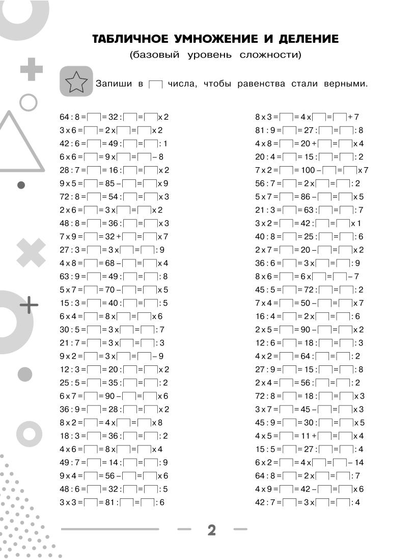 3000 примеров по матем. Равенства. Табличн и внетабл умножен и деление. 2  ур слож 2-4 кл - купить справочника и сборника задач в интернет-магазинах,  цены на Мегамаркет |