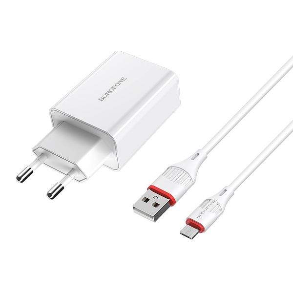 Сетевое зарядное устройство Borofone BA21A Long Journey, 1xUSB, 3 A, white, купить в Москве, цены в интернет-магазинах на Мегамаркет