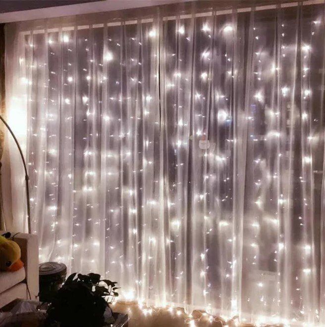 Гирлянда холодный свет фото Световой занавес Remeco collection 600 LED 3x3 м белый дневной - купить в ИП Ели