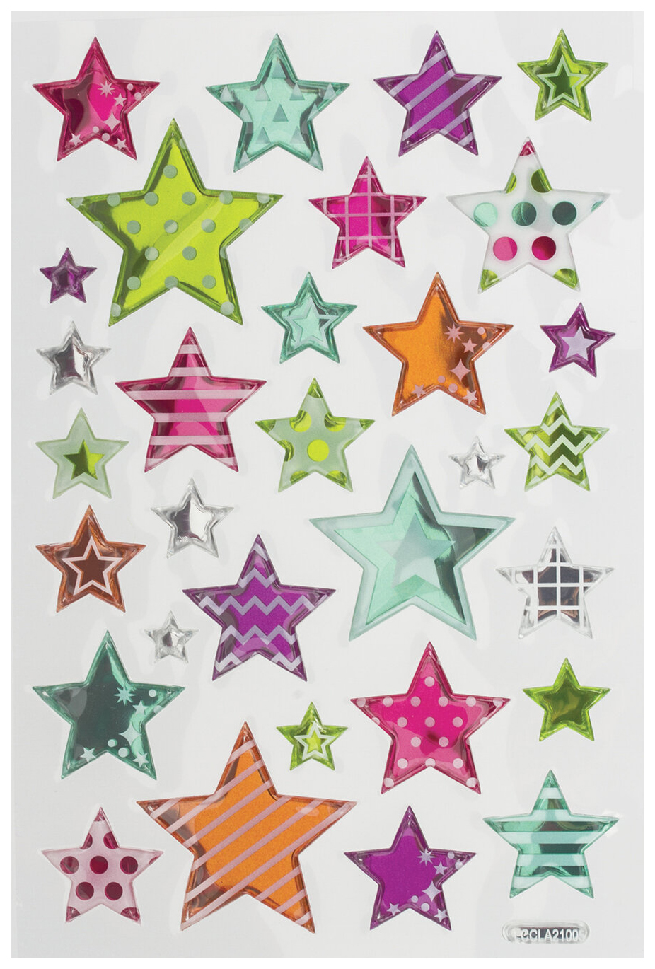 Наклейки объемные Звезды, многоразовые, 10х15 см, ЮНЛАНДИЯ, 661808