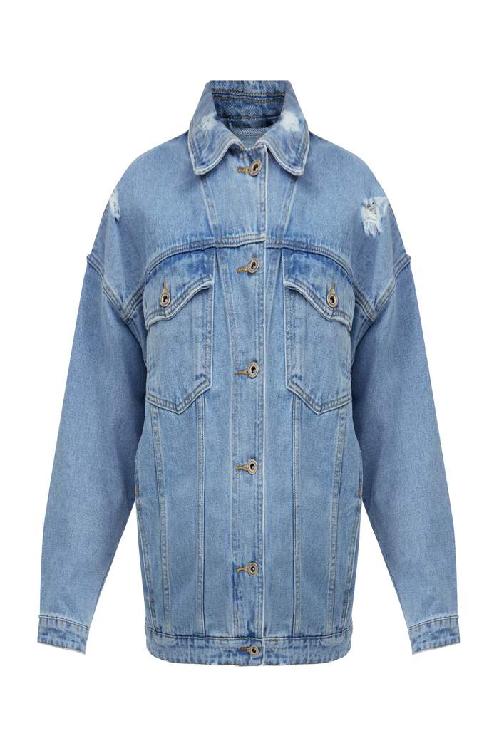 Джинсовая куртка женская Finn Flare S21-15000 голубая 44