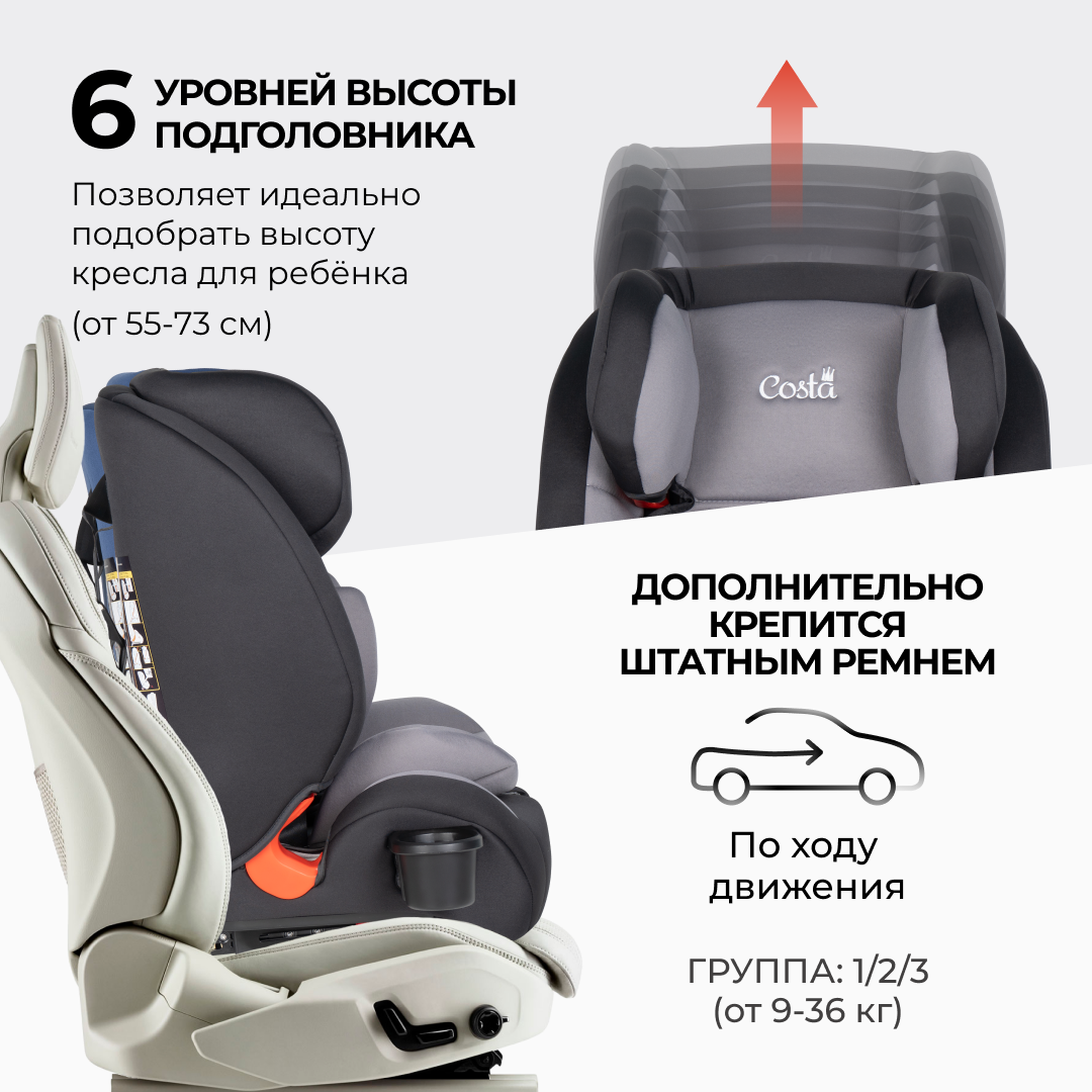 Купить автокресло детское COSTA HD-02 ISOFIX, Серый, цены на Мегамаркет |  Артикул: 600012772308