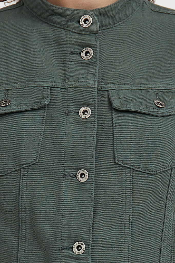 Джинсовая куртка женская Finn Flare S21-15014 зеленая 46