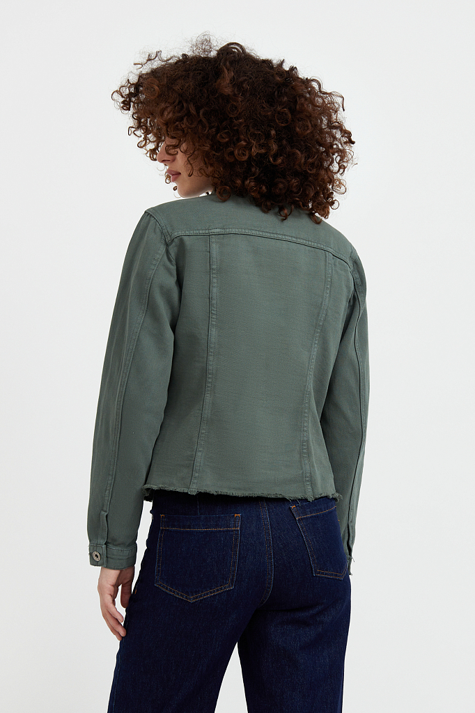 Джинсовая куртка женская Finn Flare S21-15014 зеленая 44