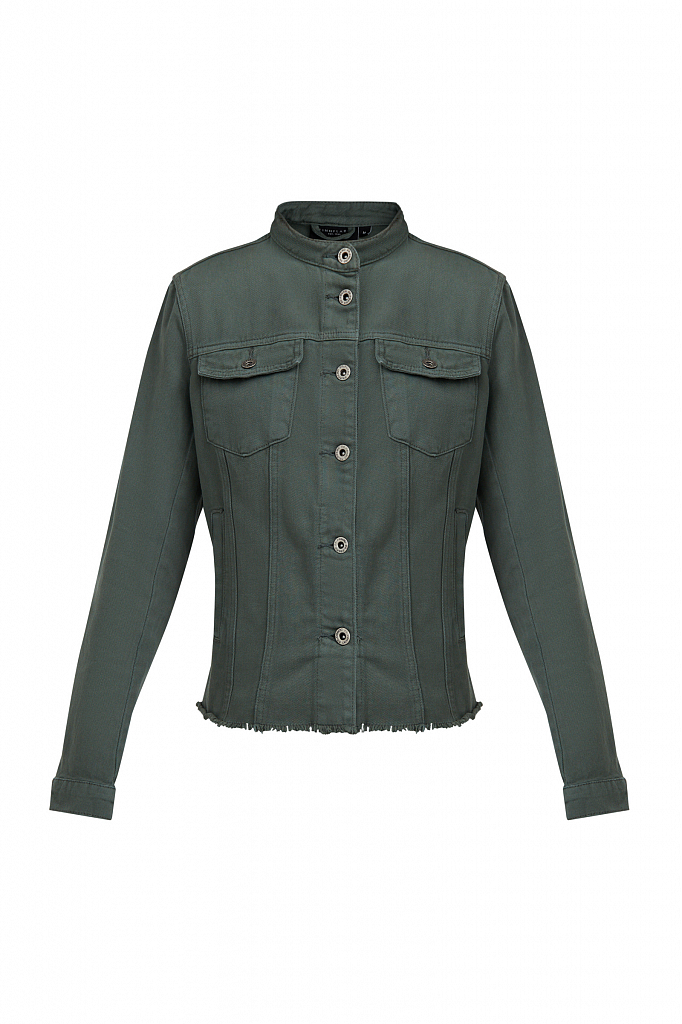 Джинсовая куртка женская Finn Flare S21-15014 зеленая 42