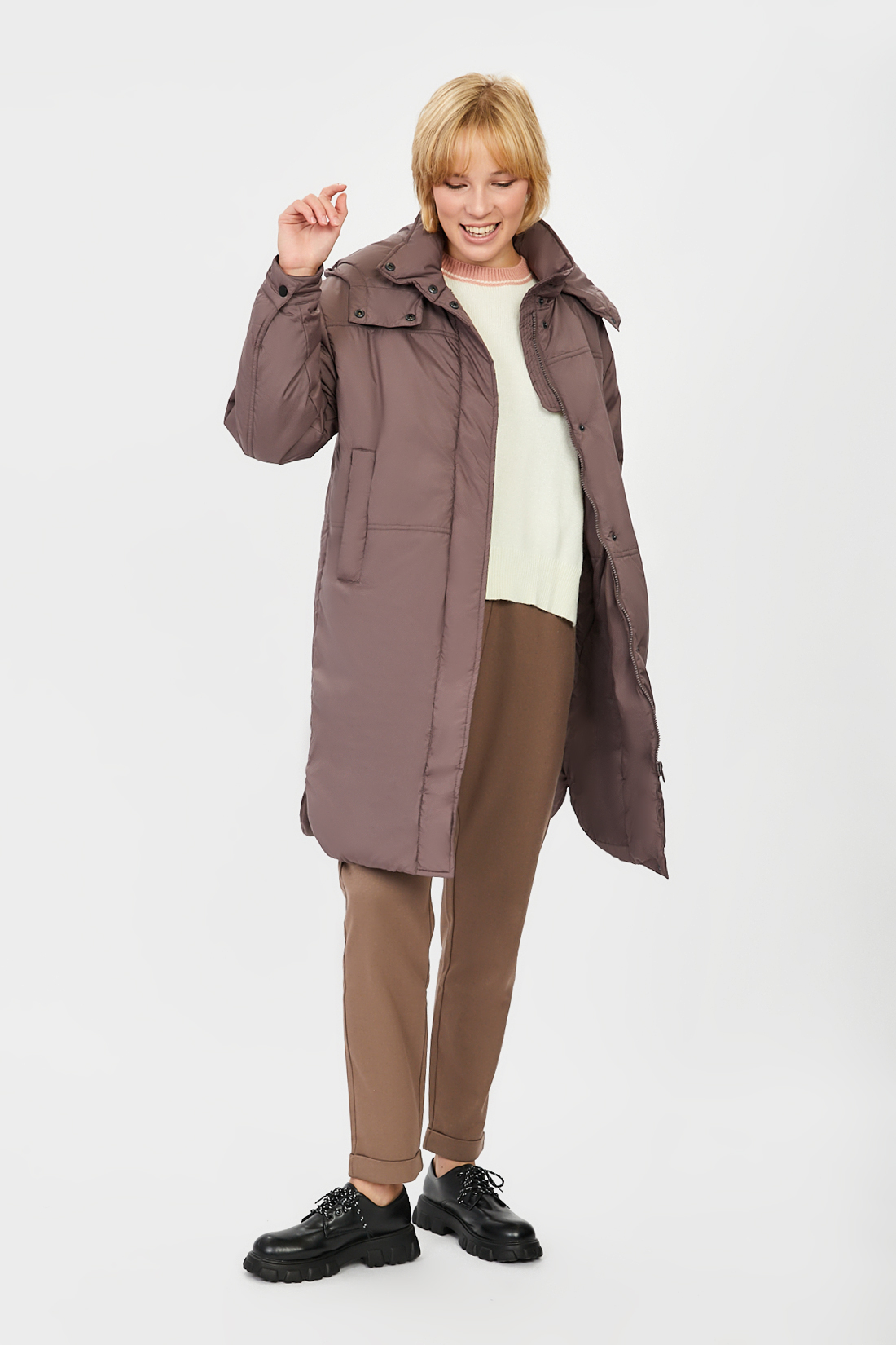 Пальто женское Baon B031506 коричневое S