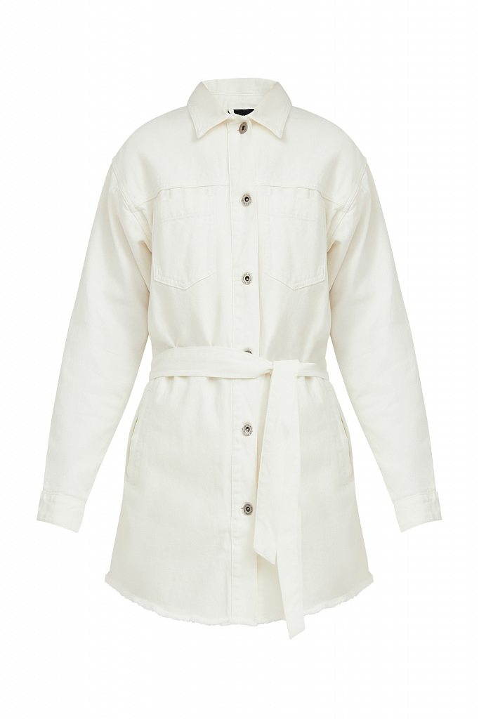 Джинсовая куртка женская Finn Flare S21-15017 белая 42