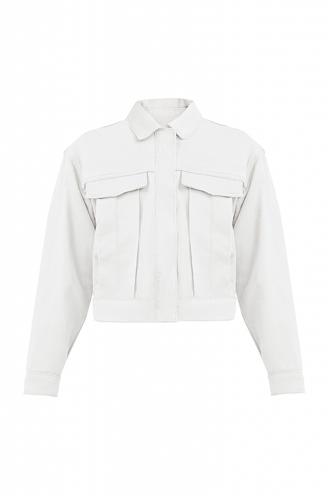 Джинсовая куртка женская Finn Flare S21-15002 белая 50-52