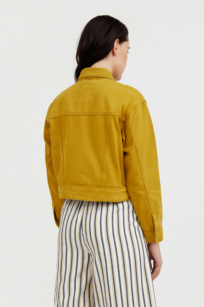 Джинсовая куртка женская Finn Flare S21-15002 желтая 2XL