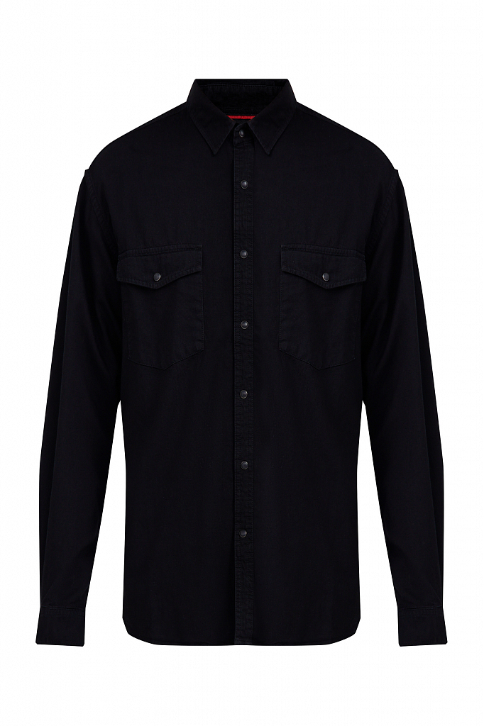 Рубашка мужская Finn Flare B21-25023 черная S