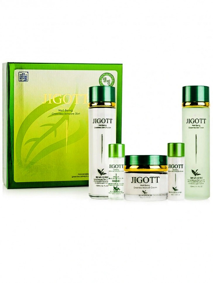 Купить подарочный набор с экстрактом зеленого чая тонер эмульсия крем