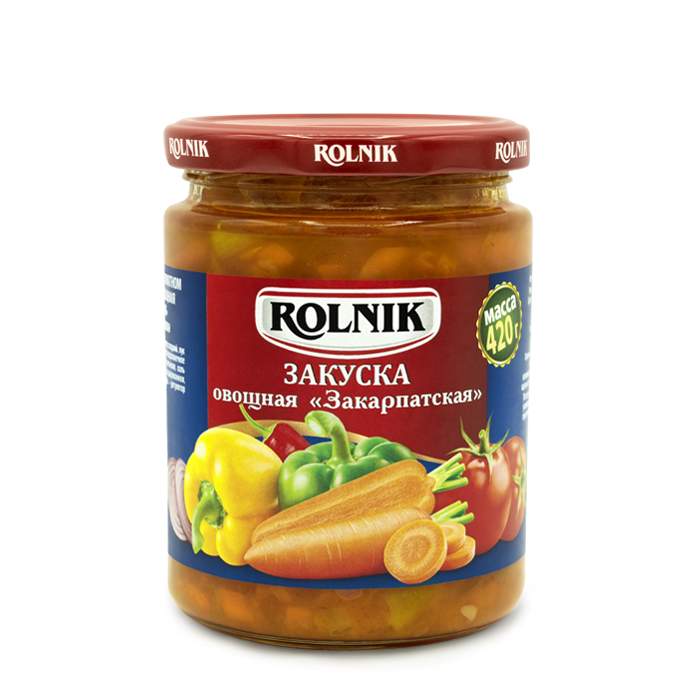 Купить закуска овощная Rolnik Закарпатская 420 г, цены на Мегамаркет | Артикул: 100055898481
