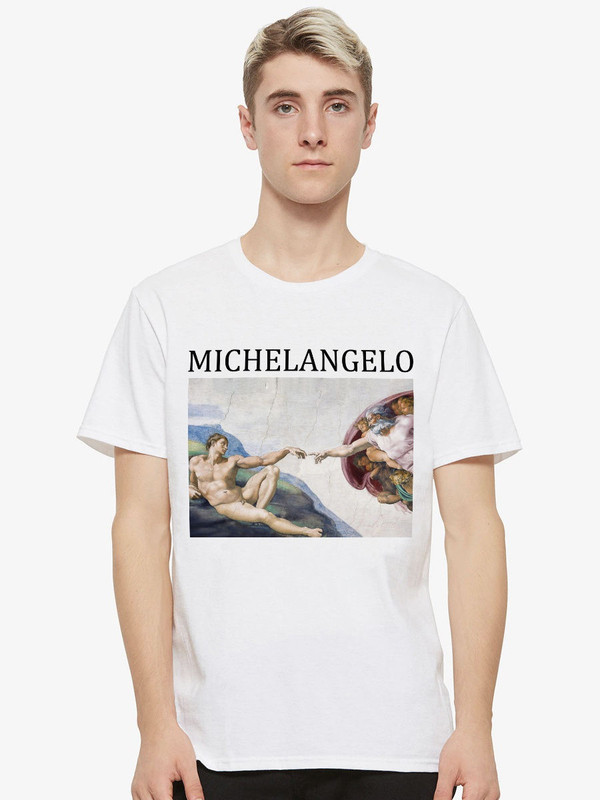 Футболка мужская Dream Shirts Микеланджело - Сотворение Адама белая 3XL