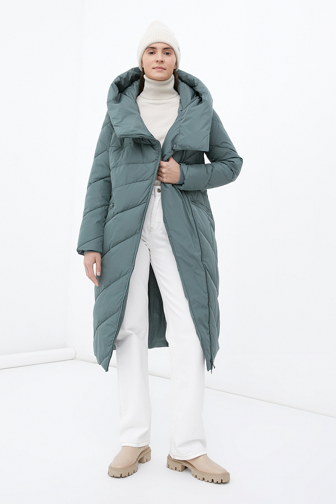 Пальто женское Finn Flare FWB11010 зеленое L