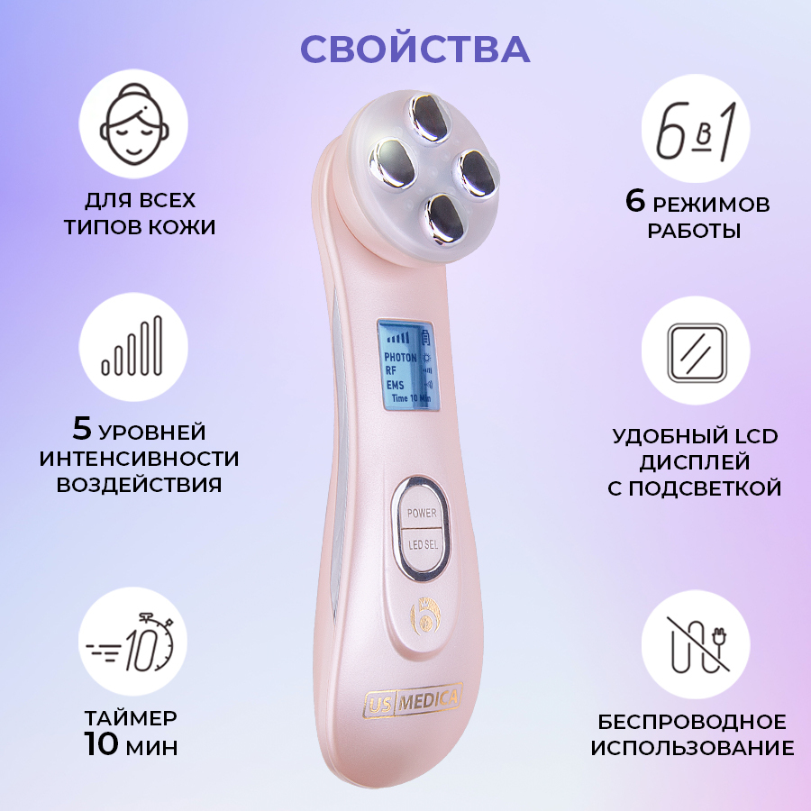 Купить прибор US Medica для кожи лица и тела Delight (Pink), цены на  Мегамаркет | Артикул: 600002306705