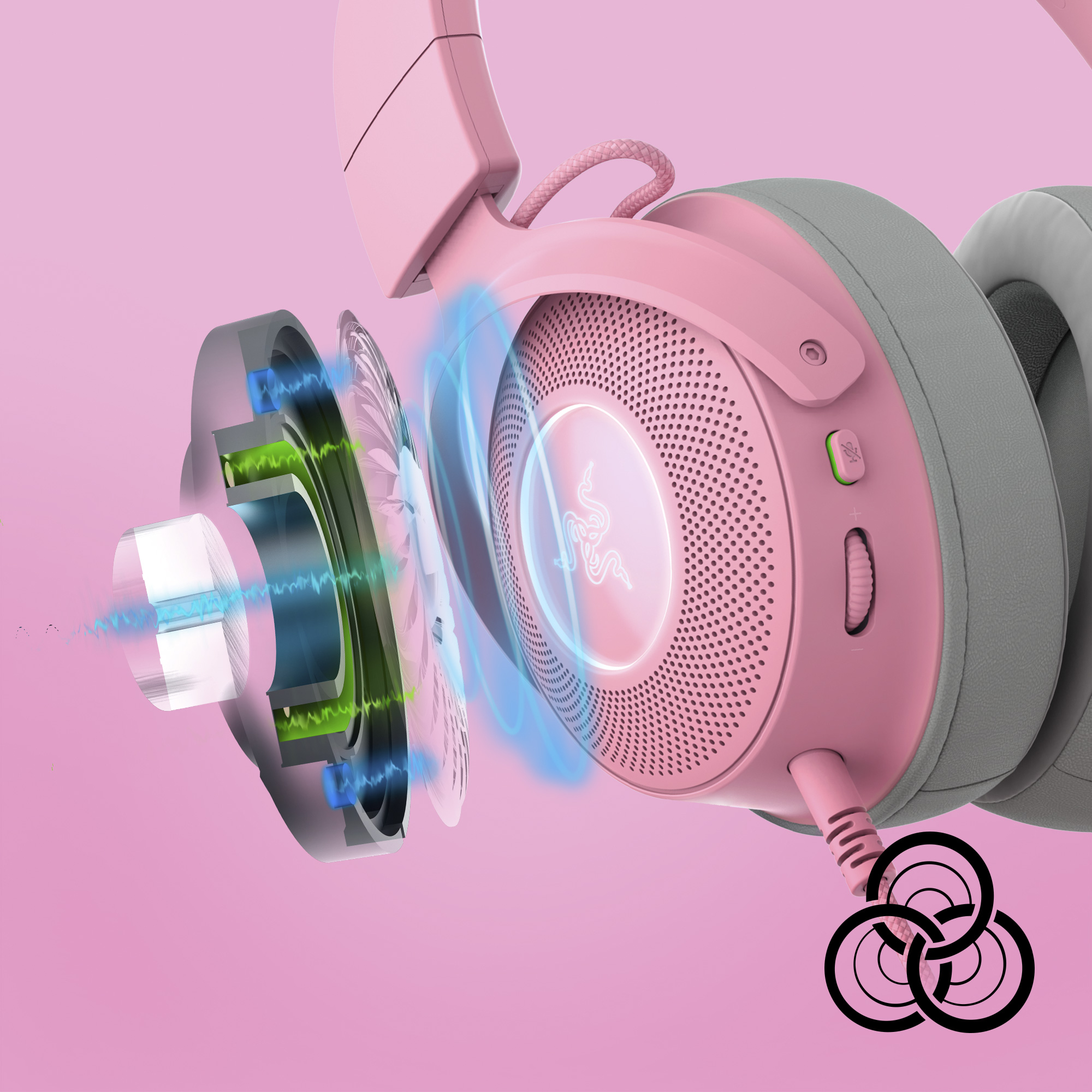 Razer Kraken Quartz pink - ヘッドホン