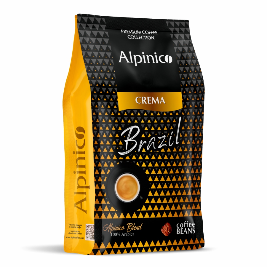 Купить кофе в зернах Alpinico CREMA BRAZIL, 100% Арабика, средней обжарки, 1 кг, цены на Мегамаркет | Артикул: 600010420611