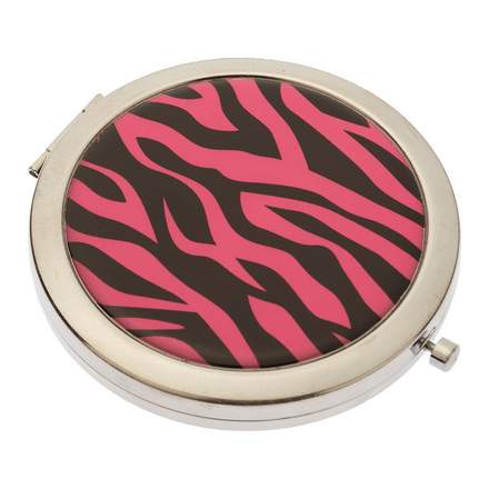 Зеркало Dewal «Дикая природа» карманное круглое розовый тигр