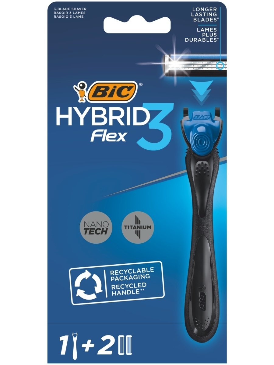 Станок для бритья BIC Flex 3 Hybrid + 2 кассеты - купить в B-MAX, цена на Мегамаркет