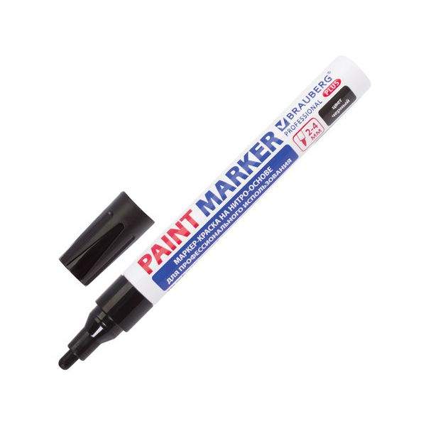Маркер лаковый paint marker 4мм ЧЕРНЫЙ НИТРО-ОСНОВА BRAUBERG PROFESSIONAL PLUS 151445