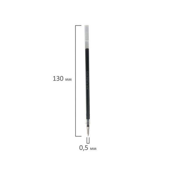 Стержень гелевый BRAUBERG 130 мм, ЧЕРНЫЙ, узел 0,5 мм, линия письма 0,35 мм, 170167