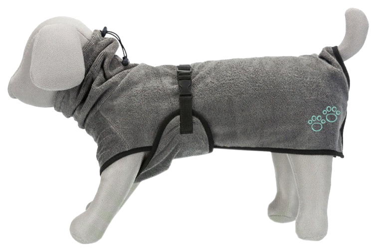 Халат для собак TRIXIE махровый, унисекс, серый, L, длина спины 60 см