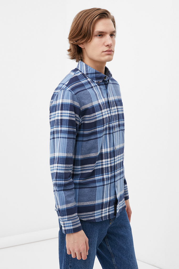 Рубашка мужская Finn Flare FWB21055 синяя XL