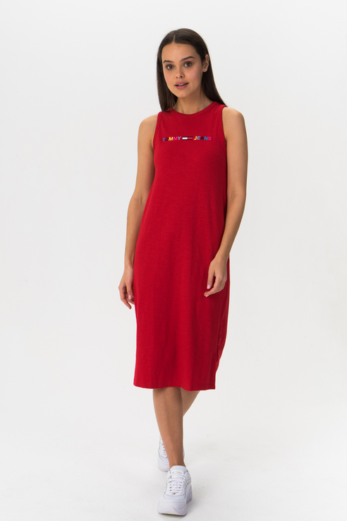 Платье женское Tommy Jeans DW0DW07907 красное 42
