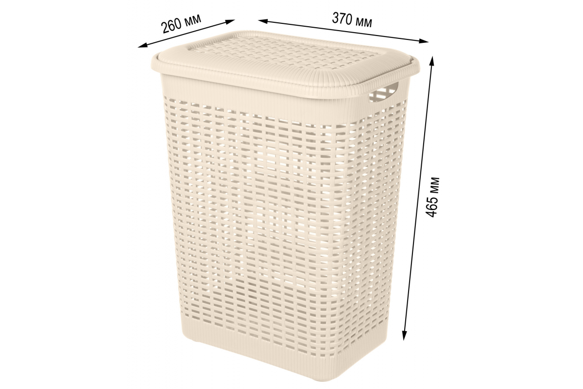 Корзина для белья 30л. Rattan Style 30 л. Корзина для белья "Rattan Style"50л. Корзина д/белья 30л "Виола". Корзина д/белья 50,0л.ДДП. 05007 "Плетеная" белый (42,5*35*55см.).