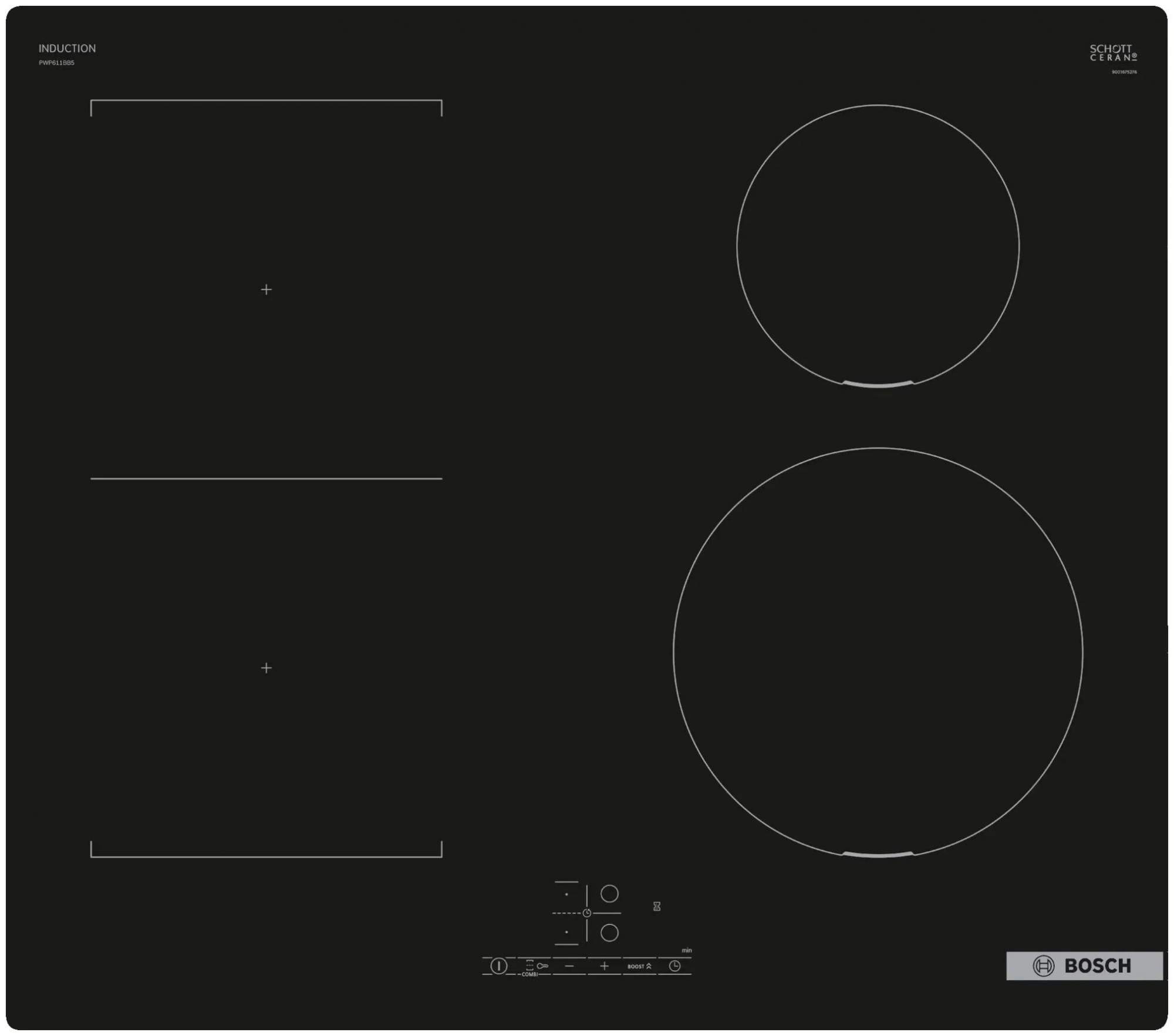 Встраиваемая варочная панель индукционная Bosch PWP611BB5E черный, купить в Москве, цены в интернет-магазинах на Мегамаркет